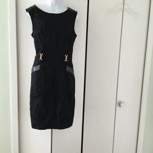 Ellen Tracy Stretch Cotton Dress with Leather Trim - NEW W/OUT TAGS - Size 10